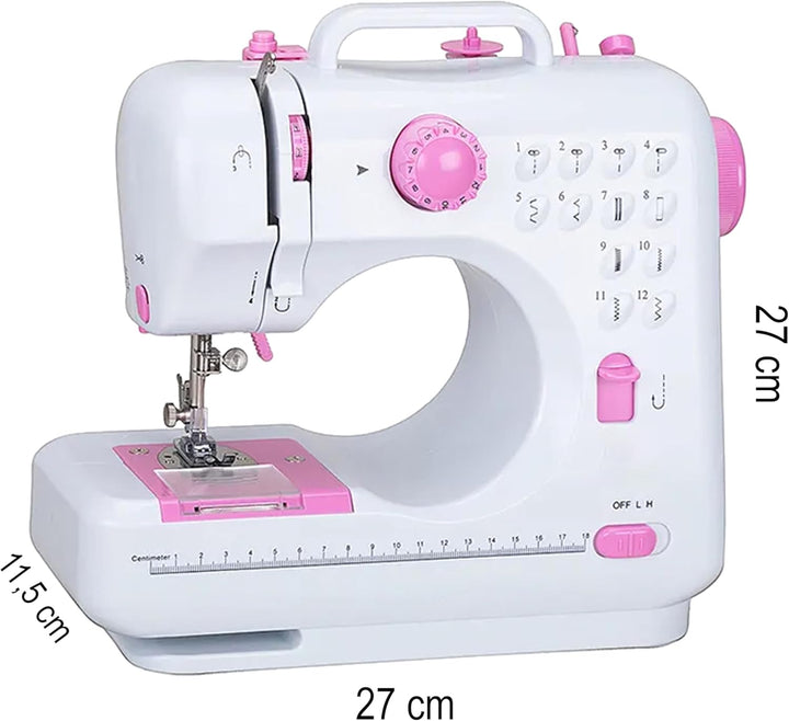 Retoo Nähmaschine Mini und LED Licht für Kinder und Anfänger 12 Stichmuster Elektronische Profi Haus