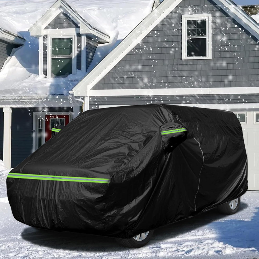 Autoabdeckung Wasserdicht Passend für VW T5 T6 SWB Transporter, Schwarz Vollgarage Autoplane mit Rei