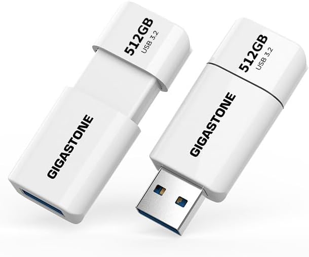 Gigastone Z60 512GB 2-Pack USB 3.1 Flash Drive, R/W 400/300MB/s Ultra High Speed Pen Drive, Capless