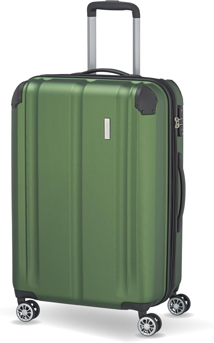 travelite 4-Rad Koffer M mit TSA Schloss + Dehnfalte, Gepäck Serie CITY: Robuster Hartschalen Trolle