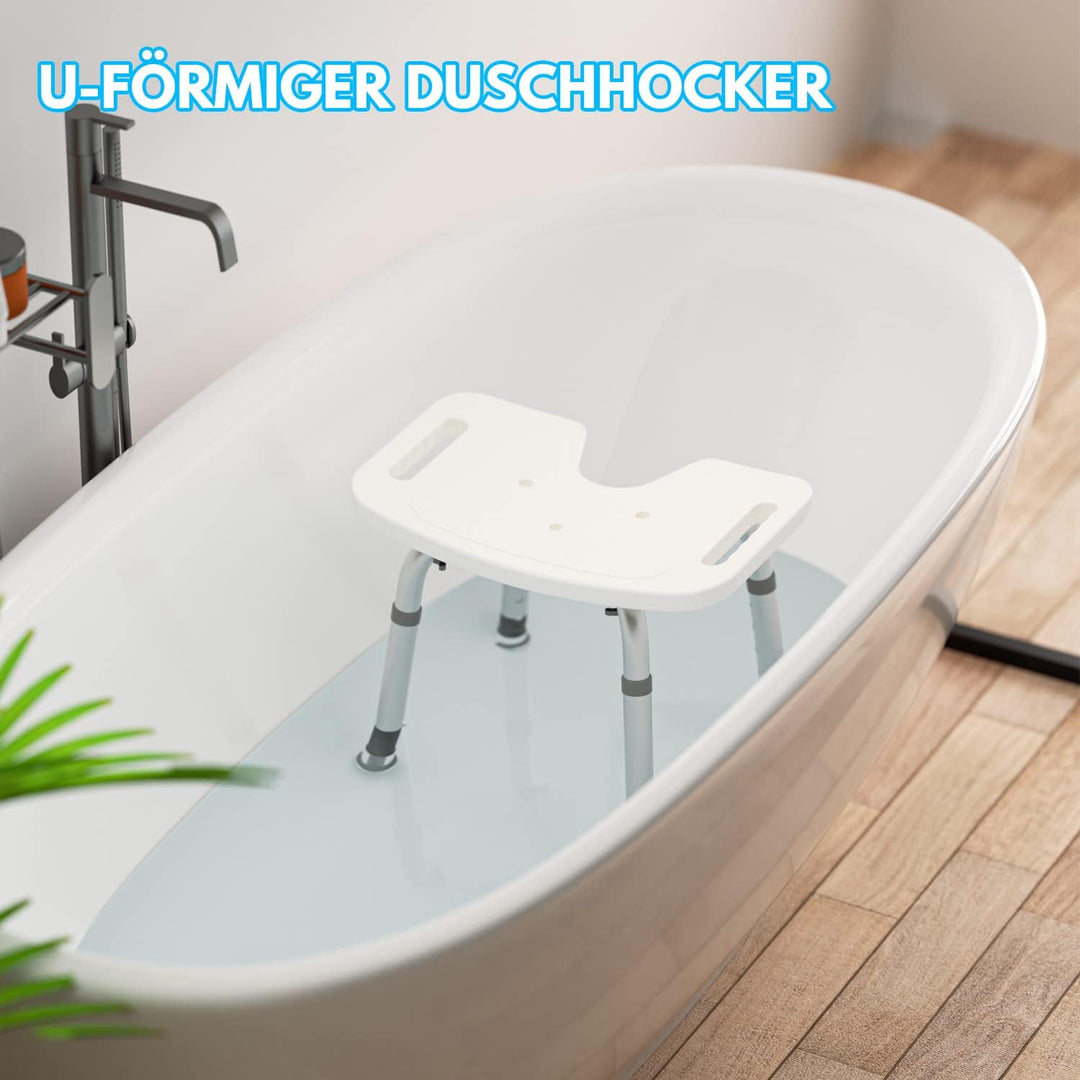 Ansobea Duschhocker für senioren Badhocker 7-Fach höhenverstellbar 41-56 cm Duschstuhl mit U-Typ Hyg