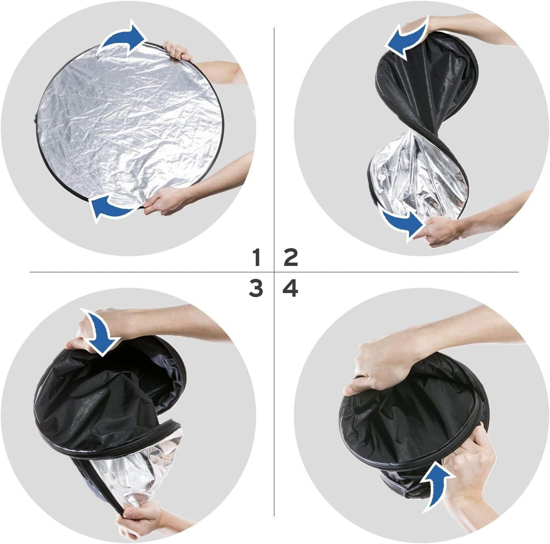Etekcity 60 cm 5-in-1 Reflektor für Fotografie, mehrere Scheiben, faltbar, mit Tasche, transparent,