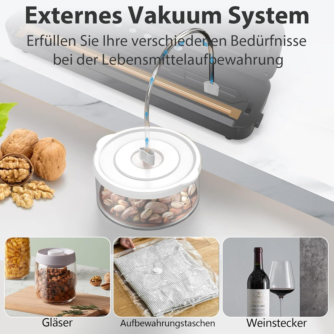 OidoZac vacuum Vakuumiergerät, automatisches Lebensmittel- Folienschweissgeräte, 5 Modi mit 15 Versi