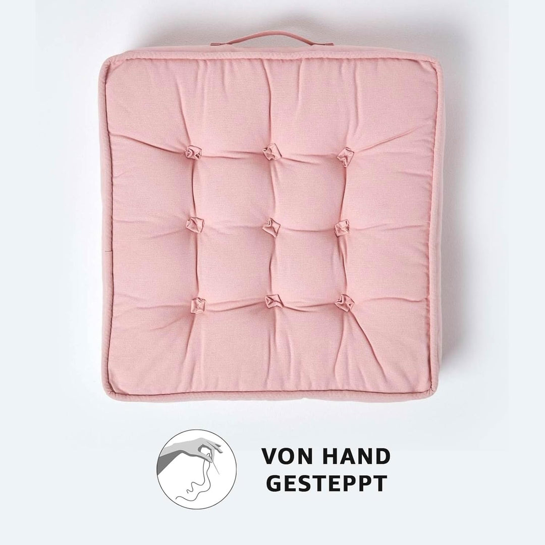 Homescapes Dickes Sitzkissen 50x50 cm rosa, 10 cm hohe Sesselauflage/Sitzerhöhung mit Baumwoll-Bezug