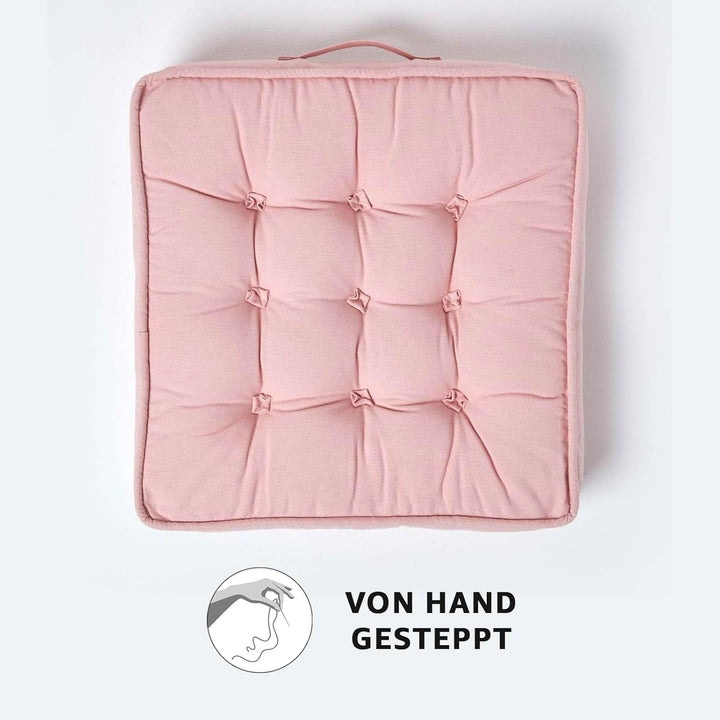 Homescapes Dickes Sitzkissen 50x50 cm rosa, 10 cm hohe Sesselauflage/Sitzerhöhung mit Baumwoll-Bezug