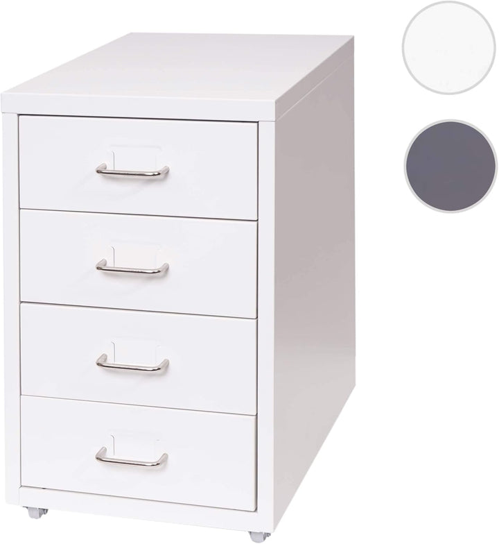 Mendler Rollcontainer Boston T851, Schubladenschrank Stahlschrank Büroschrank, 48x28x41cm 4 Schublad