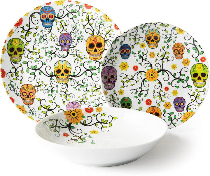 Excelsa Calavera Tellerservice 18 Stück, Porzellan Weiss