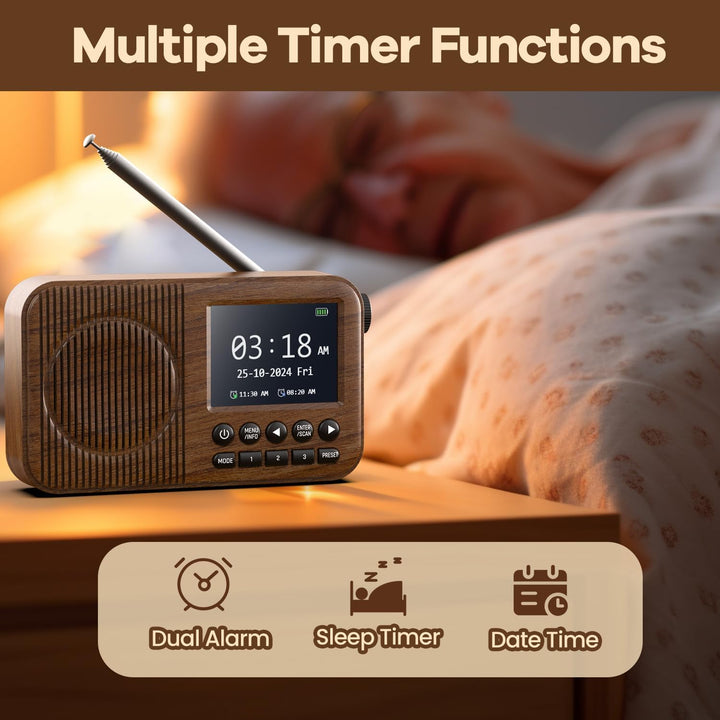 Arafuna DAB Radio, DAB Plus Radio mit 2,4" Farbdisplay, FM Radio mit Bluetooth, Küchenradio mit 60 V