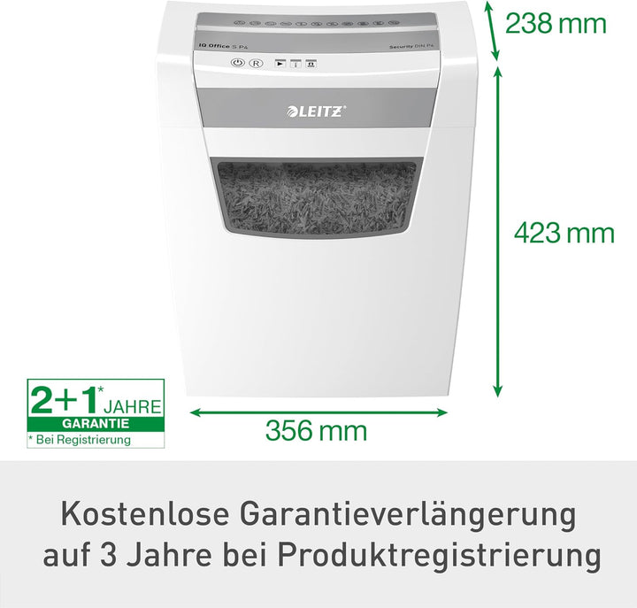 Leitz IQ Office S Aktenvernichter, 14-12 Blatt Kapazität (70-80 g/m²), Partikelschnitt, Sicherheitss