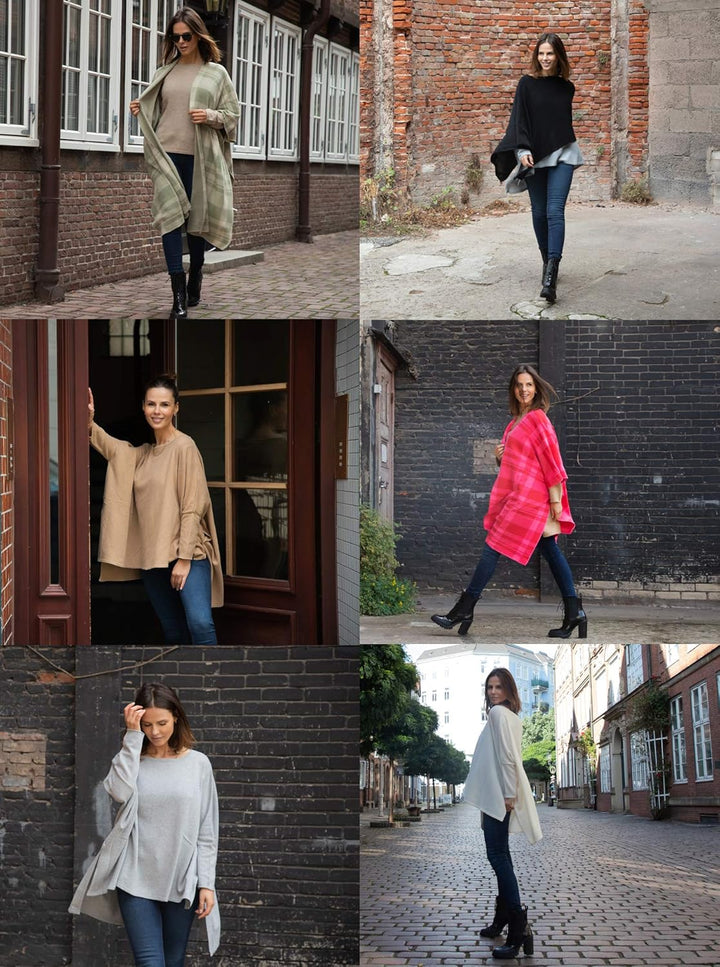 Zwillingsherz Poncho-Schal mit Kaschmir - Hochwertiges Cape für Damen - XXL Umhängetuch und Tunika m