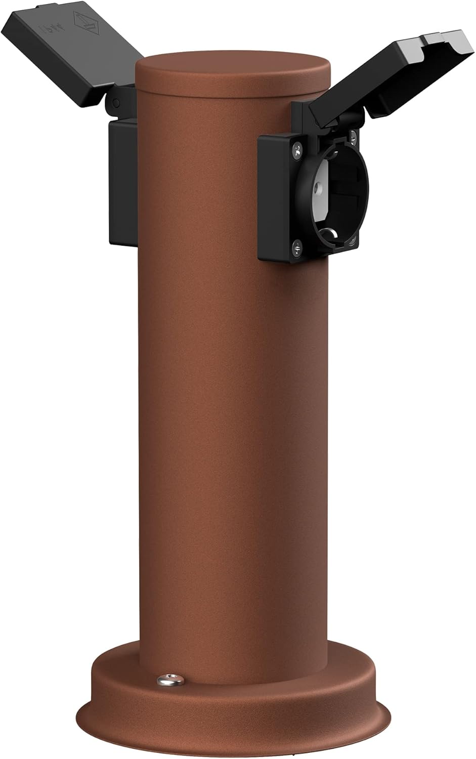 ledscom.de Garten-Steckdosen-Säule PORU mit Erdspiess und 2m Kabel für aussen, 2-Fach, Edelstahl, br