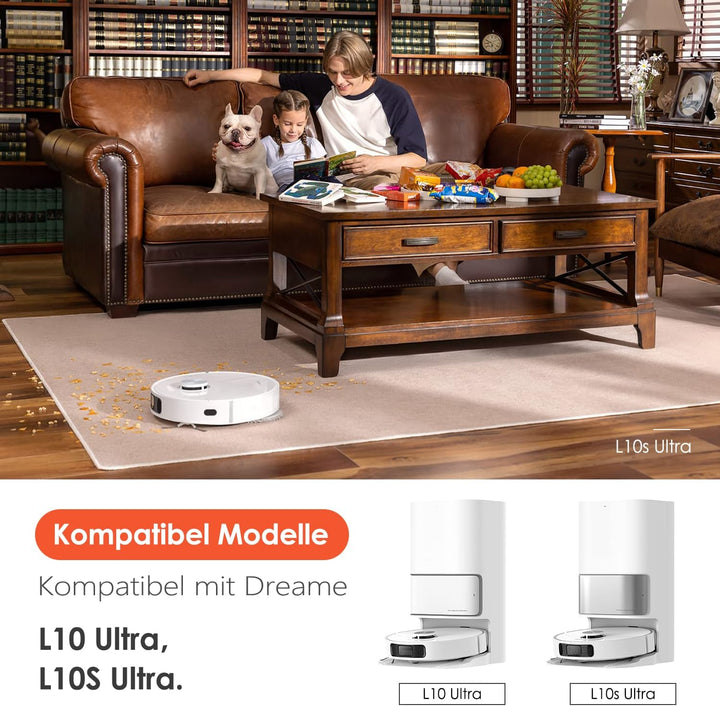 Zubehörset für Dreame L10s Ultra / L10 Ultra, 4*Mopp Wischpad 6* Staubbeutel 1*Hauptbürste 4*Seitenb