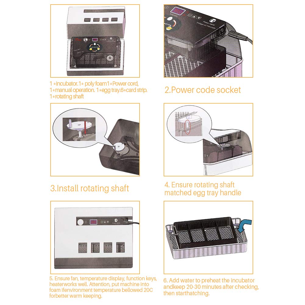 MUALROUS Inkubator Ei Vollautomatischer Brutmaschine Hühnereier Automatischer Hühnerbrutkasten Inkub