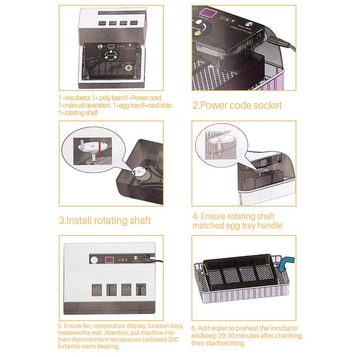 MUALROUS Inkubator Ei Vollautomatischer Brutmaschine Hühnereier Automatischer Hühnerbrutkasten Inkub