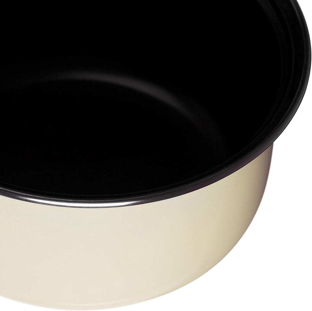 5pc Cream Bauch Pfanne Set, Antihaft-Kohlenstoffstahl, Bakelit Griffe Naturweiss, Naturweiss