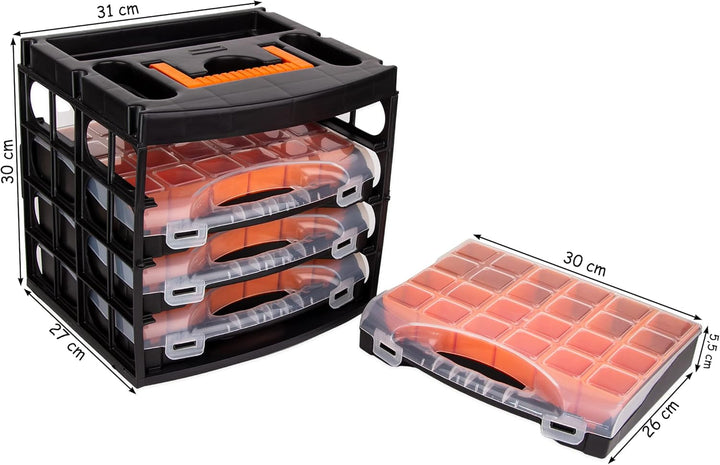 BigDean Sortierkasten Werkzeugkoffer mit 4 herausnehmbaren Schubladen - Sortierkästen Sortierkoffer