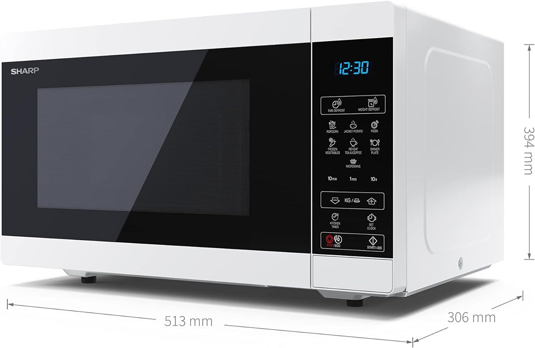 SHARP MS51EW Mikrowelle (Mikrowelle: 900W, 11 Leistungsstufen, Auftaufunktion, Abmessungen: 513x306x