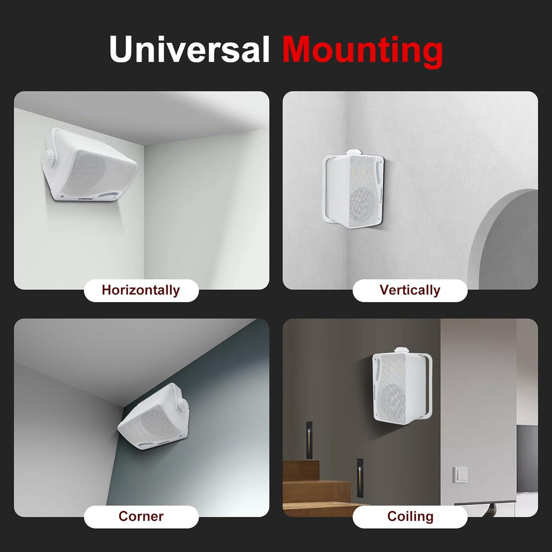 STUDIOFINIX Outdoor-Bluetooth-Lautsprecher -3,5 Zoll Paar 3-Wege 200W, Wandhalterung wasserdicht Mar