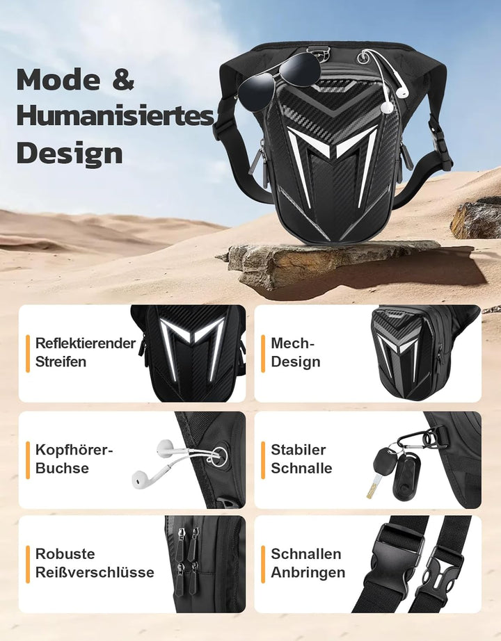 Beintasche Motorrad, wasserdichte Oberschenkeltasche Gürteltasche, Robuste Eva Motorrad Tasche Bein,