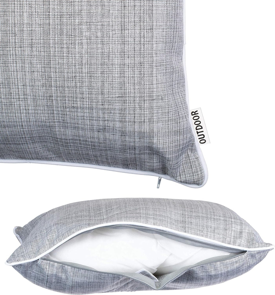 Brandsseller Outdoor Garten Kissen Dekokissen mit Paspel - Leinenoptik Uni Schmutz- und Wasserabweis