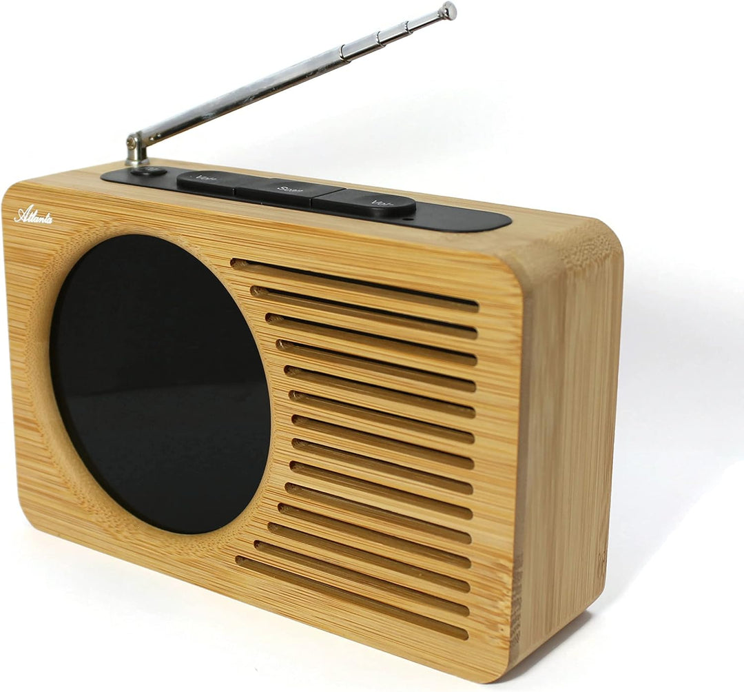 Atlanta Digital-Wecker LED Anzeige mit Radio-Funktion Temperaturanzeige Bambus Gehäuse - 2601