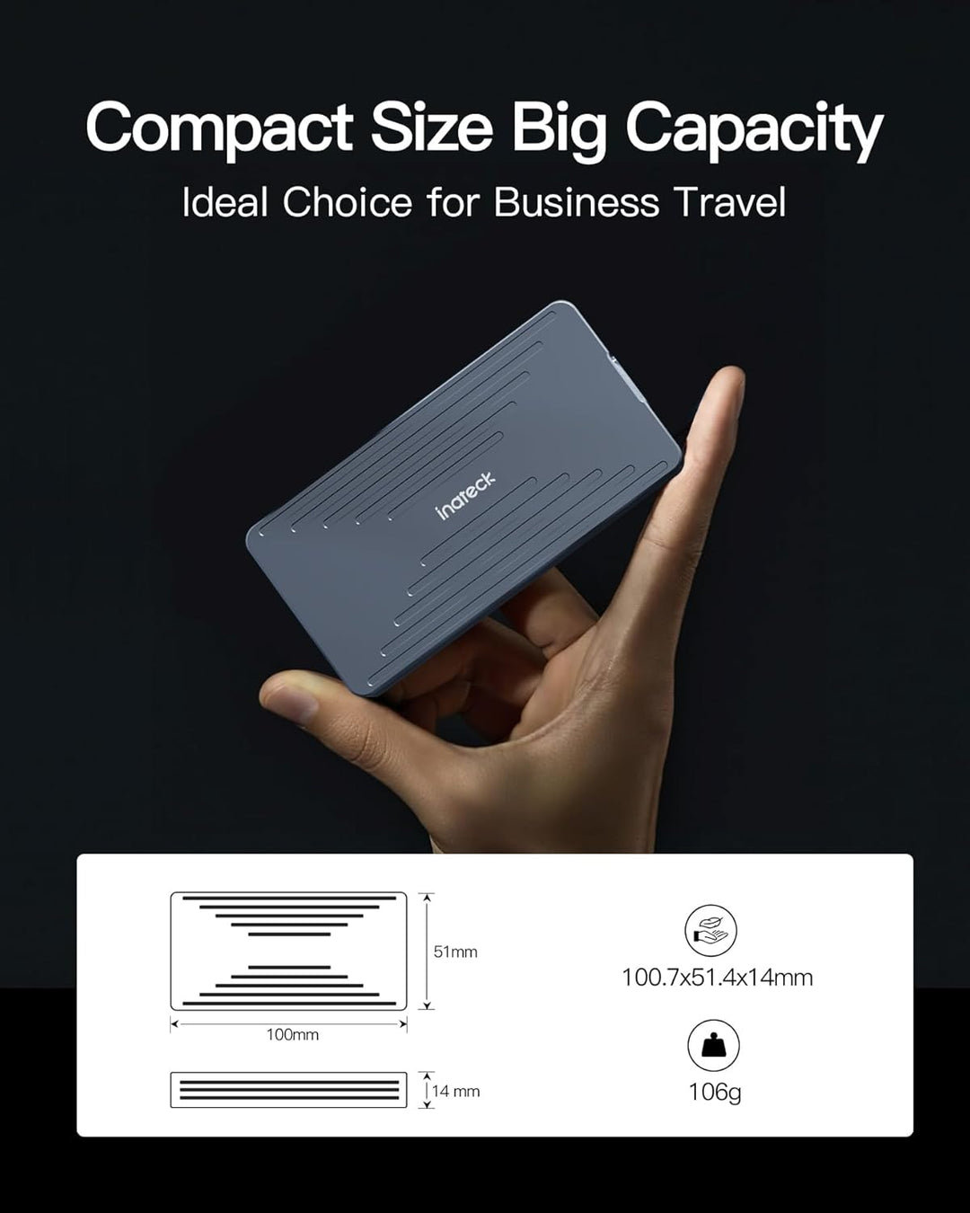 Inateck 40Gbps M.2 NVMe SSD-Gehäuse, Aluminium Festplattengehäuse, USB4.0/Thunderbolt 4, werkzeuglos