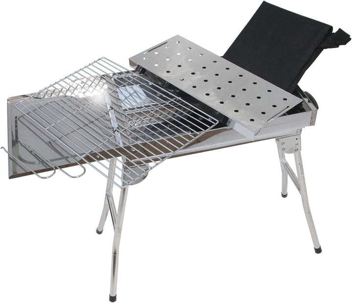 Edelstahl Koffergrill Aladdin Portabler Mangal BBQ Grill mit Transport-Tasche