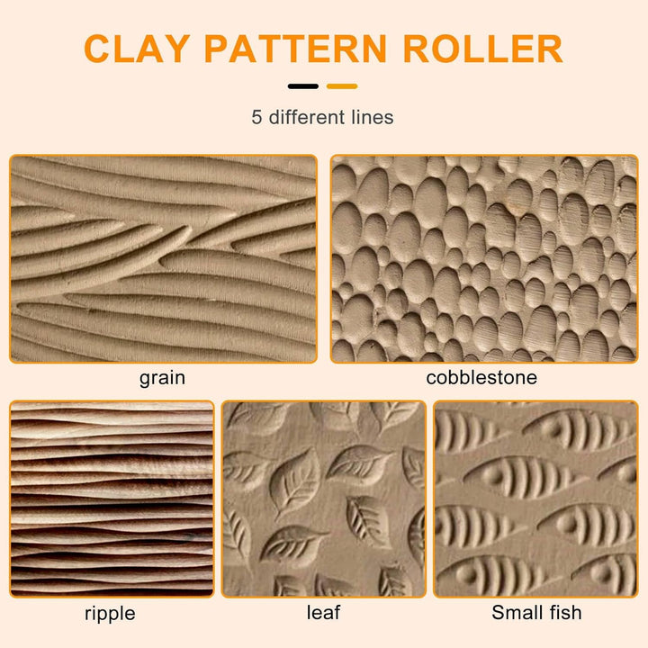 Liseng 5 Stücke Töpfer Werkzeuge Hand Rollen für Ton Stempel Muster Roller, Töpferwerkzeuge Ton Mode