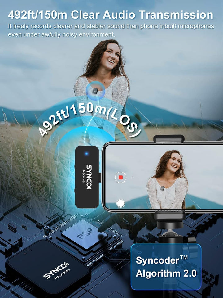 SYNCO Wireless-Lavalier-Smartphone-USB-C-Mikrofon 9 kreativ Soundeffekt 2.4GHz 150m Audioübertragung