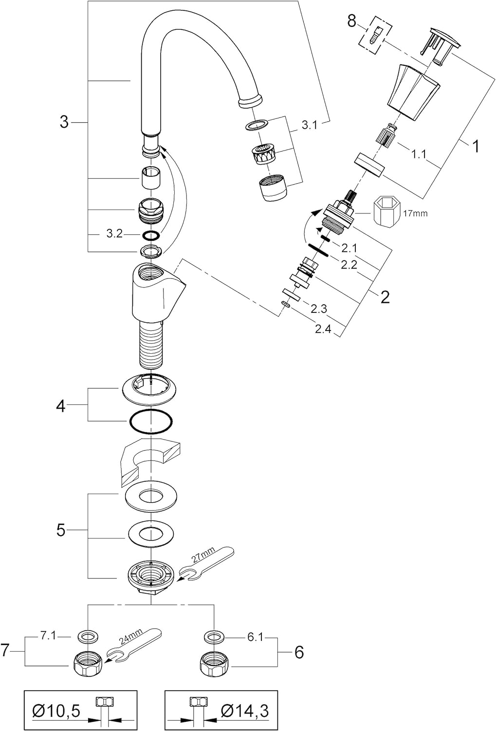 GROHE Costa - Standventil (schwenkbarer Auslauf, wärmeisoliert, langlebige Oberfläche), chrom, 20393