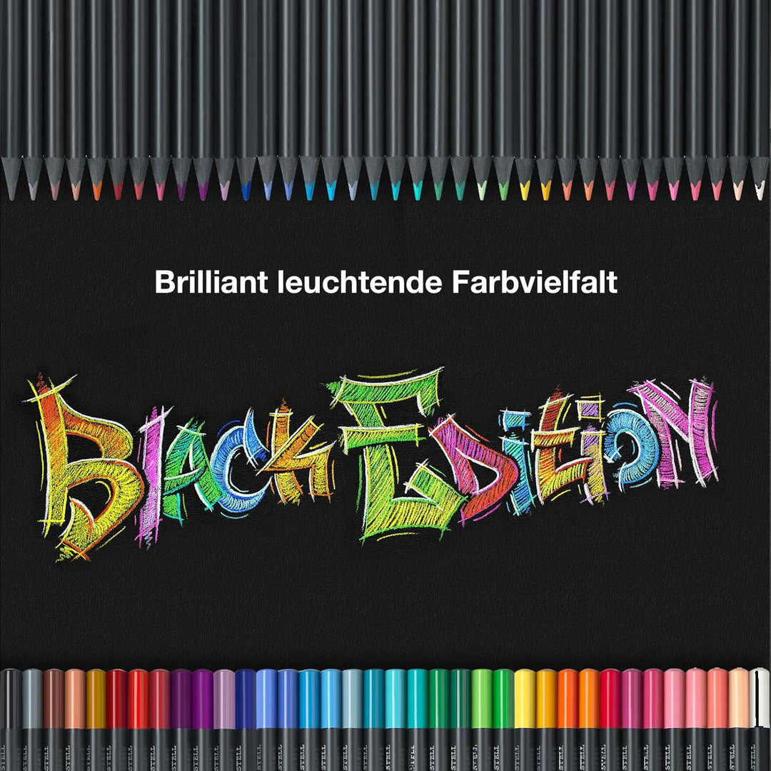 Faber-Castell 116490 - Buntstifte Black Edition, 100er Metalletui, bruchsicher, für Kinder und Erwac