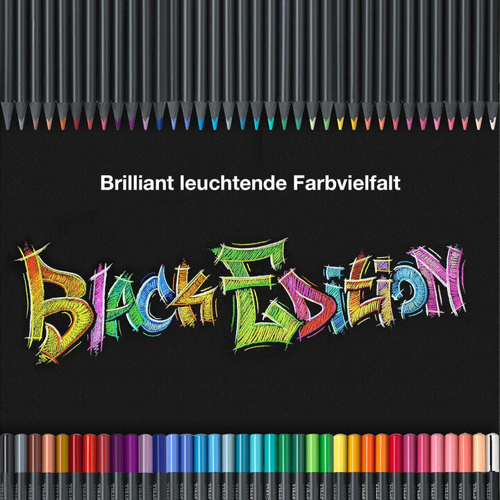 Faber-Castell 116490 - Buntstifte Black Edition, 100er Metalletui, bruchsicher, für Kinder und Erwac