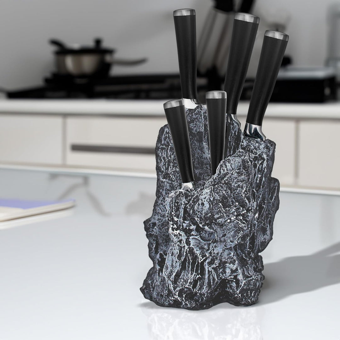 STONELINE® EXCALIBUR® Messerblock, bestückt, 6-teilig, rostfreier Spezialklingenstahl, Inklusive Sch