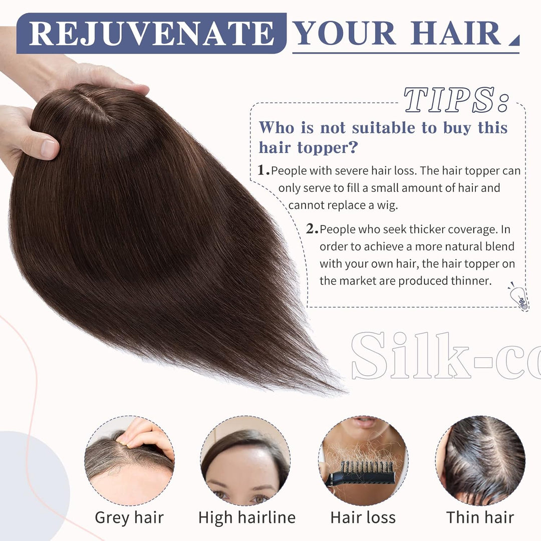 Silk-co Haarteile Echthaar Clip in Extensions Echthaar Toupee Haarverlängerung Toupee Hair Extension