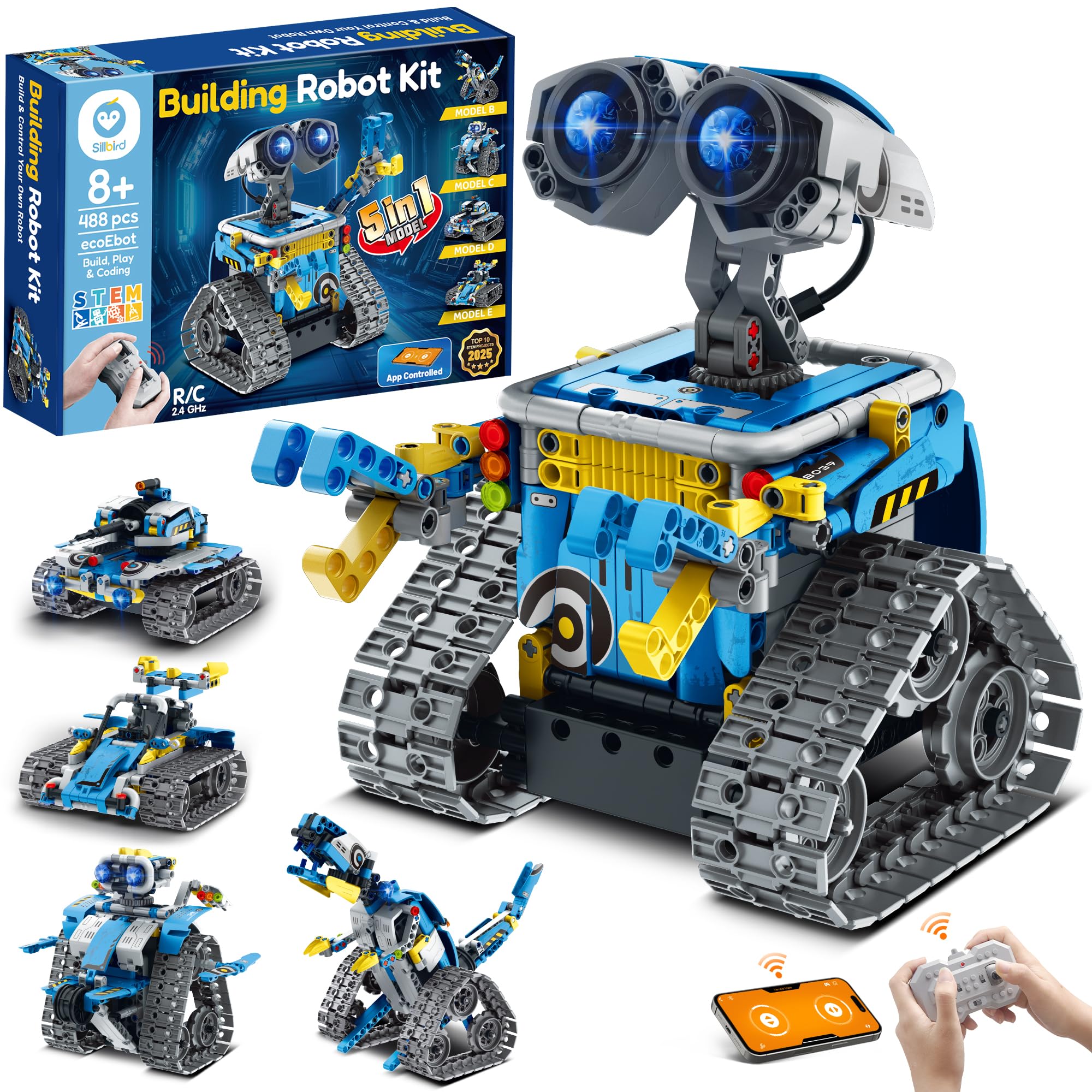 Sillbird Technik Roboter Kinder Bauspielzeug, Programmierbarer Roboter