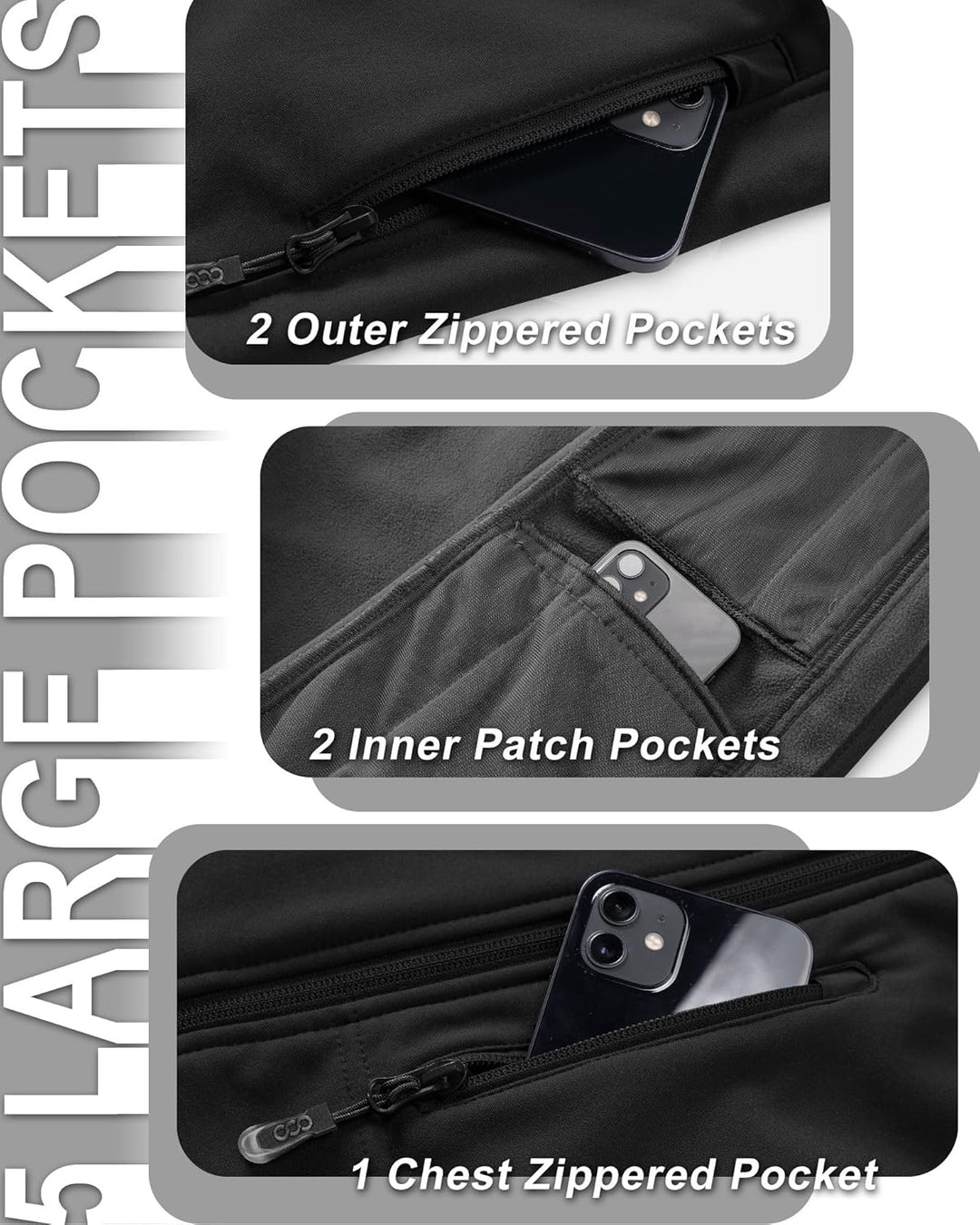 33,000ft Damen Softshell Westen mit Abnehmbare Kapuze Fleece Gefütterte Ärmellose Jacke Wasserdichte