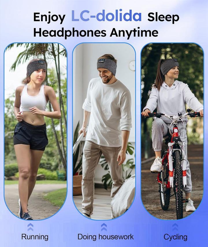 LC-dolida Schlafkopfhörer Bluetooth Stirnband Kopfhörer Bluetooth V5.4 Band Kopfhörer zum Schlafen,S