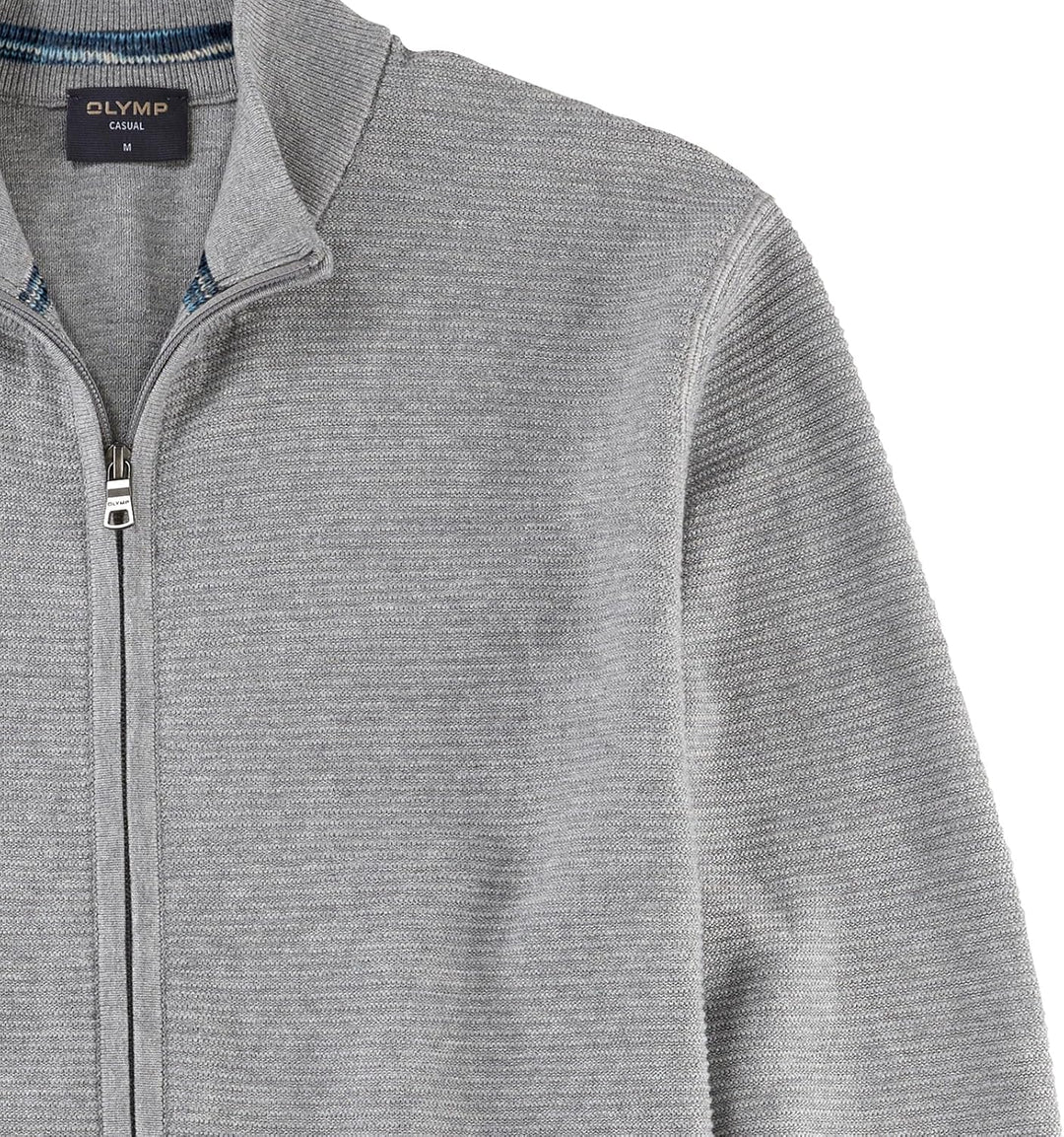 OLYMP Herren Strickjacke Casual Strick,Uni,Regular fit M Grau 62, M Grau 62