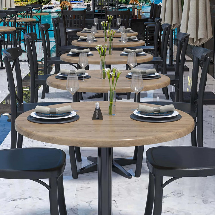 GGMMÖBEL WERZA | Werzalit Tischplatte | Eiche | Ø 60 cm | Topalit Gartentischplatte | Perfekt für kl