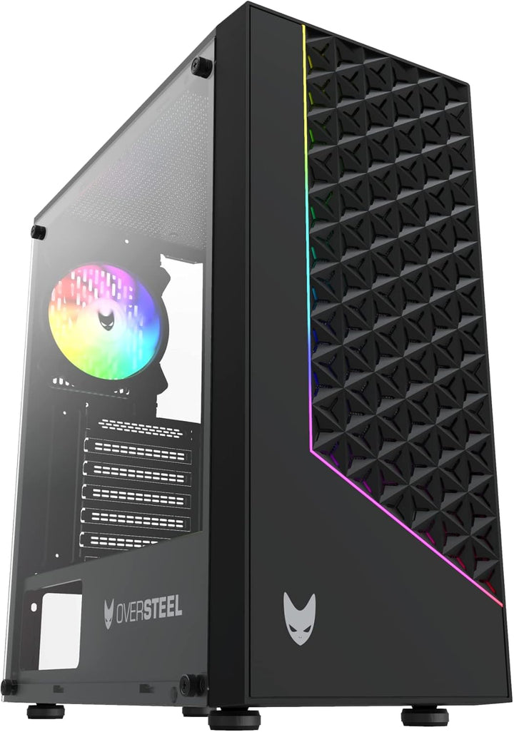 Oversteel - Iridium Gaming PC Gehäuse Kompatibel mit ATX, Micro ATX und ITX Boards, 120mm A-RGB Lüft