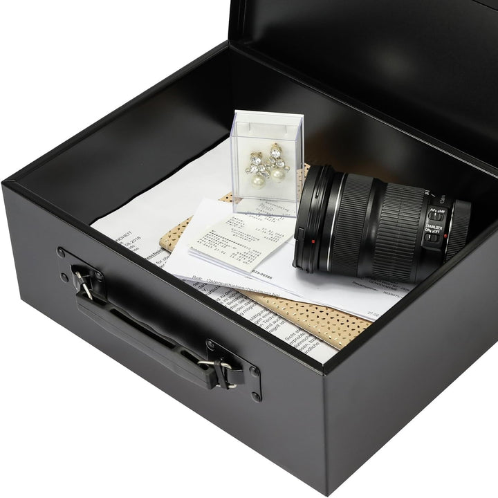 HMF 1006-02 Dokumentenbox mit Elektronikschloss | 32,5 x 25,5 x 12,5 cm | DIN A4 | Schwarz