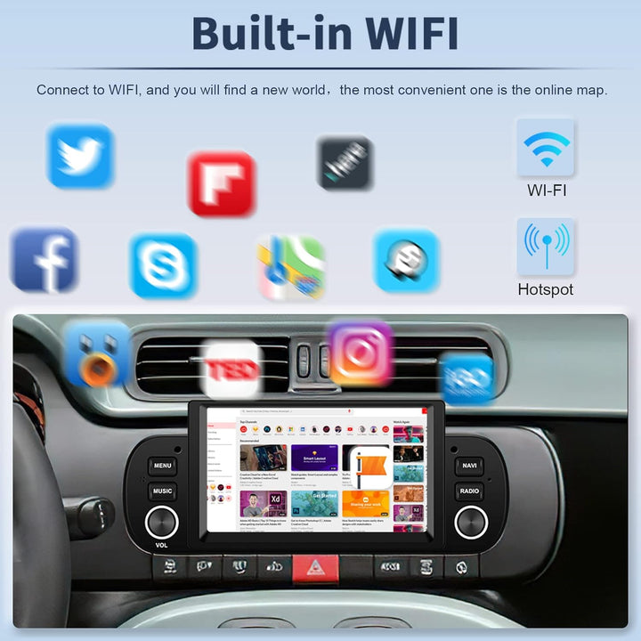 Hikity 1G 32G Android 13 Carplay Autoradio Wireless mit Navi Für Fiat Panda 2013-2020 6.2Zoll Touchs