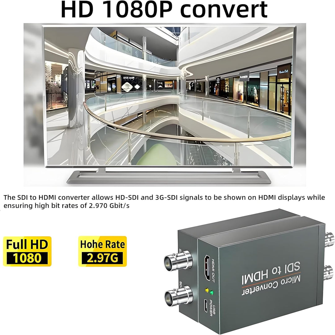 Queen.Y Micro-Konverter SDI auf HDMI Wandler 3G SDI HD SDI auf HDMI Adapter 1080P Schnelle Signalübe