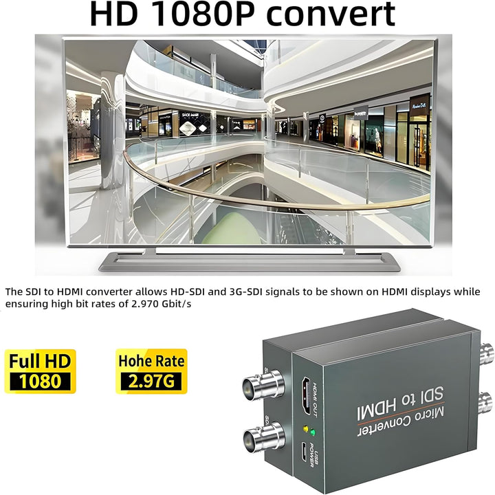 Queen.Y Micro-Konverter SDI auf HDMI Wandler 3G SDI HD SDI auf HDMI Adapter 1080P Schnelle Signalübe