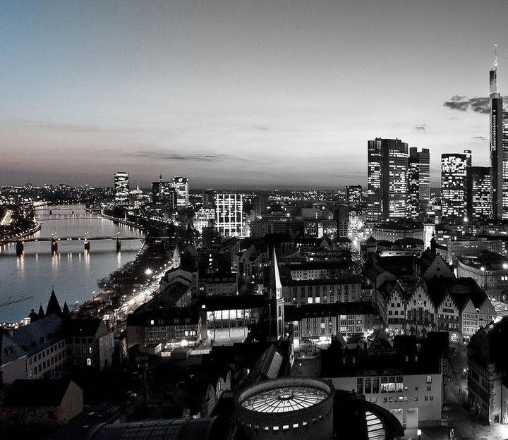 Frankfurter Skyline Herdabdeckplatte & Spritzschutz aus Echtglas | Für Herd-Kochfelder | 60x52 cm