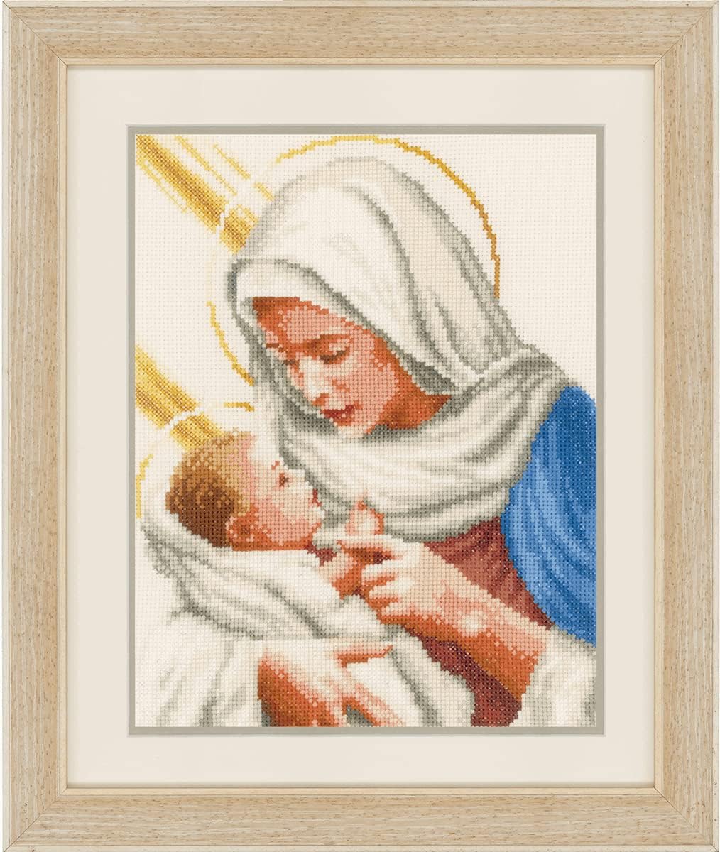 Vervaco Zählmusterpackung Maria und Jesus Aida Kreuzstickpackung zum Auszählen, weiss, 23 x 27 x 0,3