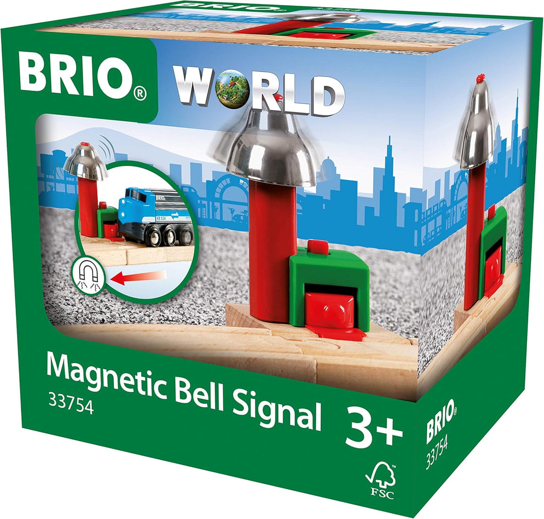 BRIO Bahn 33319 - Zug mit Batterielok & World 33754 Magnetisches Glockensignal – Eisenbahnzubehör fü