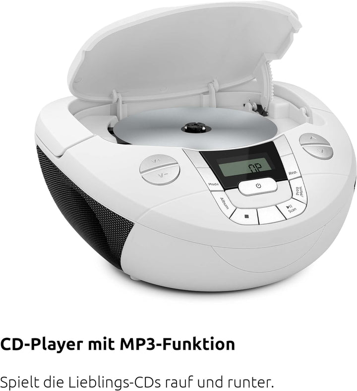 TechniSat Viola CD-1 - tragbarer Stereo CD-Player, Boombox mit praktischem Tragegriff (Radio für Kin