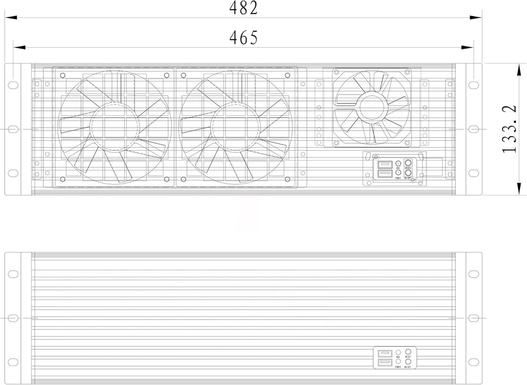 Rack Chassis 19" 3U Black