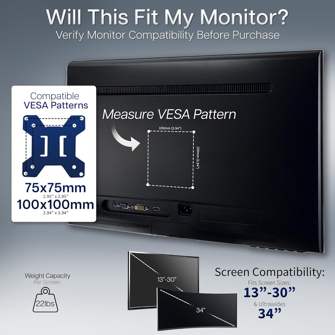 VIVO Stand-V002L Ständer für 2 Bildschirme bis zu 76,2 cm (30 Zoll) vertikal Vertikale Anordnung., V
